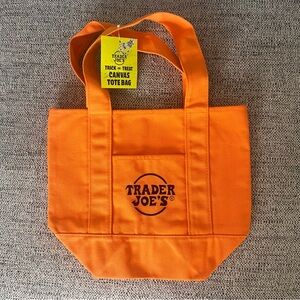 Trader Joe's Orange Canvas Mini Tote Bag